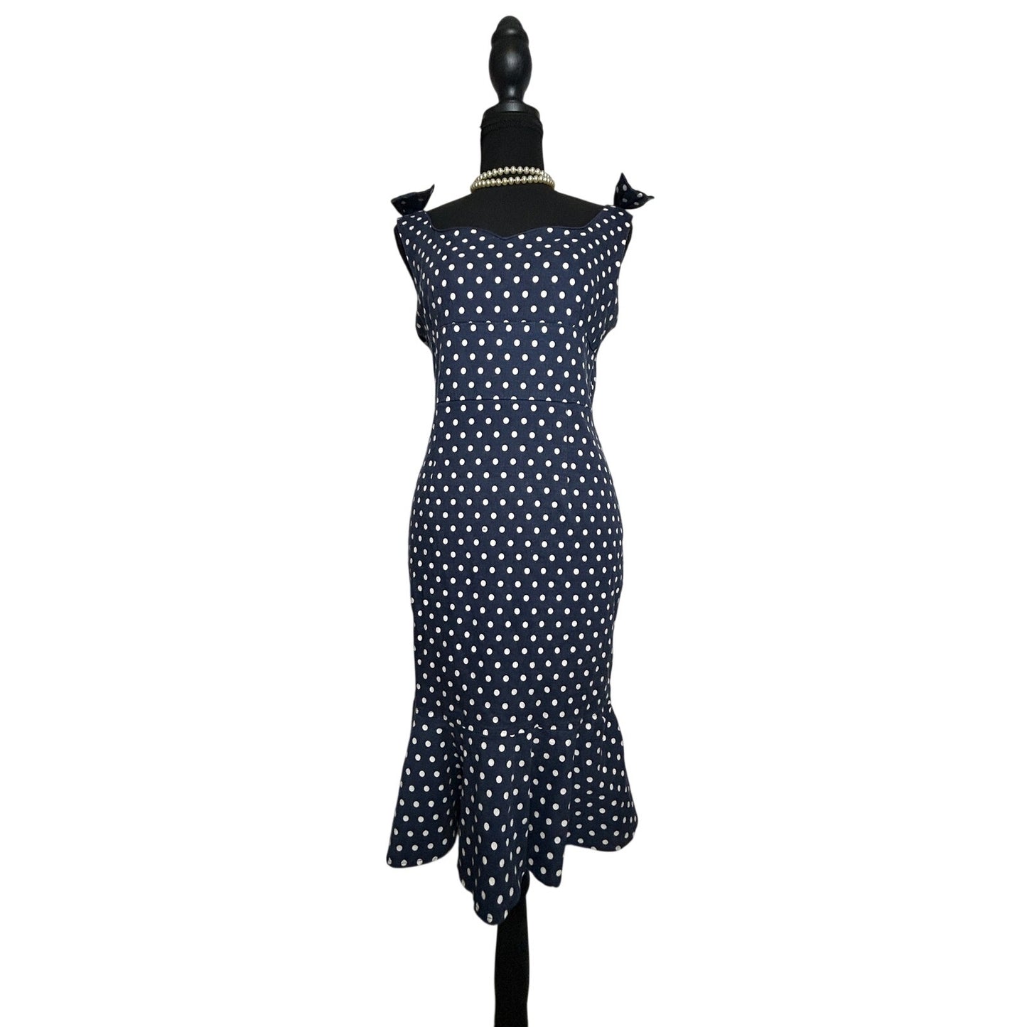 50er Jahre Retro-Tupfenkleid Lindy Bop Pin Up Rockabilly Fit-and-Flare Midi