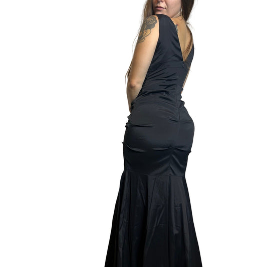 y2k mermaid dress Xscape by joanna chen size 8 black fishtail dress