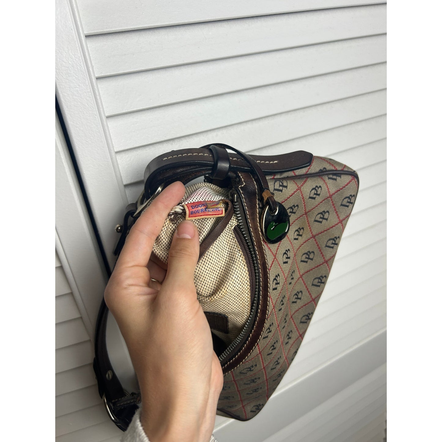 Dooney & Bourke Y2K Monogram Jacquard Baguette Bag – Red Black Tan Shoulder Bag