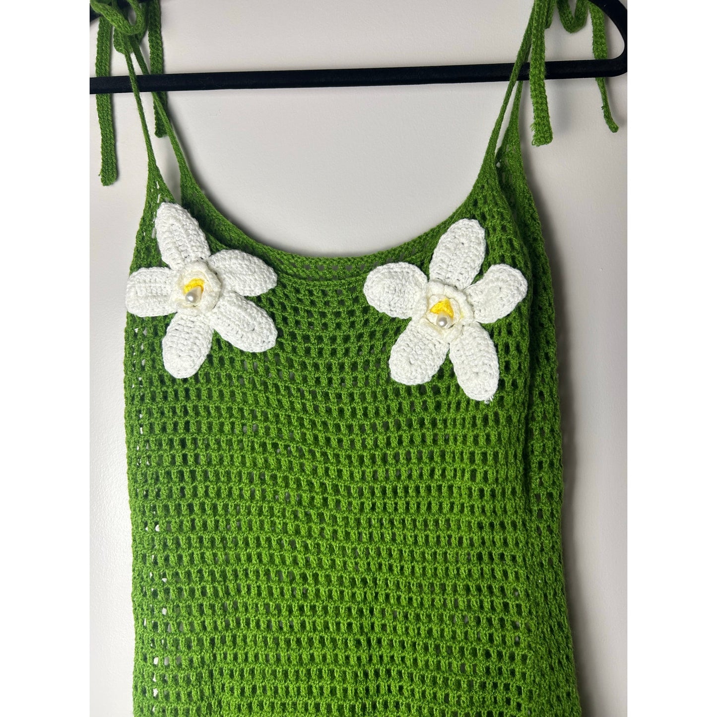 🌼 Crochet Daisy Spaghetti Strap Dress