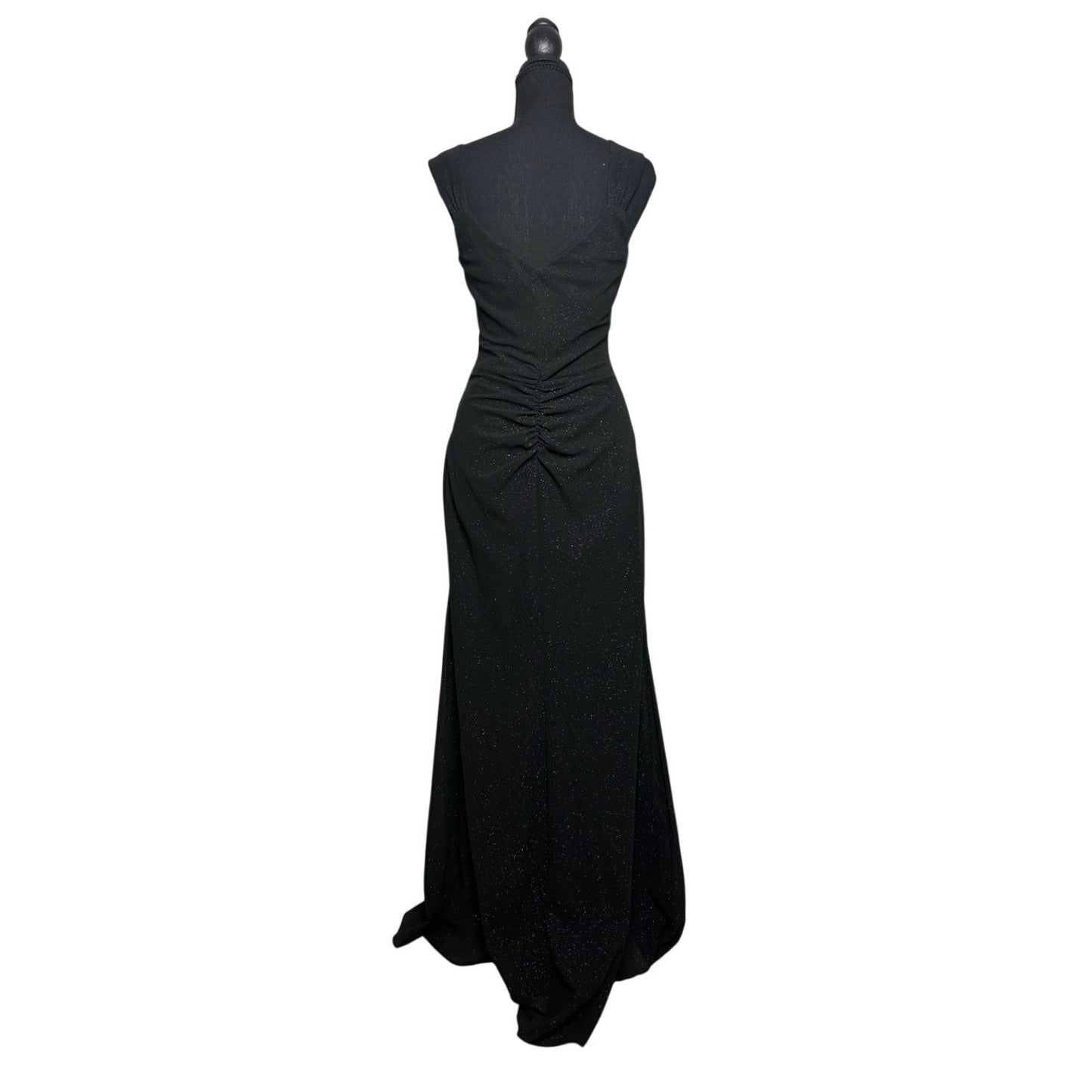 ✨ Black Glitter Ruched Mermaid Evening Dress – Blondie Nites