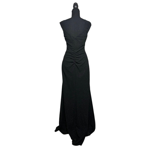 ✨ Black Glitter Ruched Mermaid Evening Dress – Blondie Nites