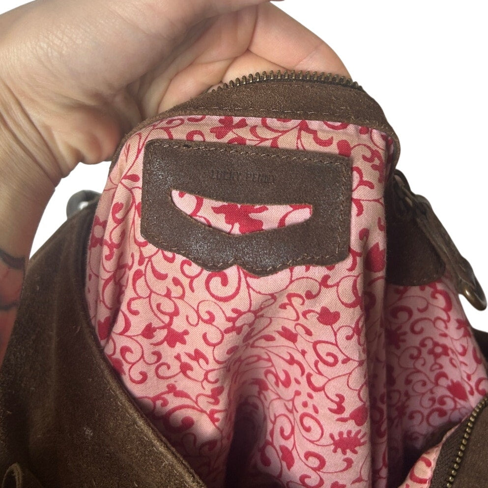 Lucky brand all suede hobo bag with flowers and rayon lining