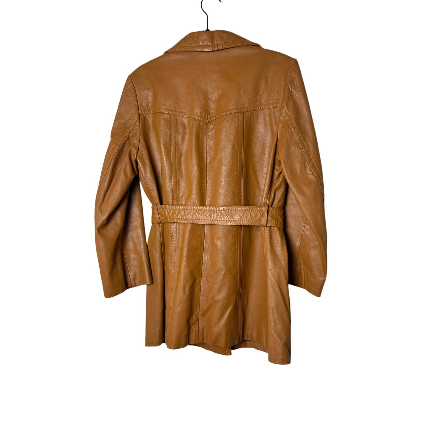 Trench en cuir ceinturé Montgomery Ward couleur cognac taille M