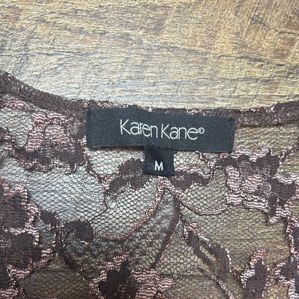 Y2K fairy core beaded lace babydoll butterfly top size medium Karen Kane