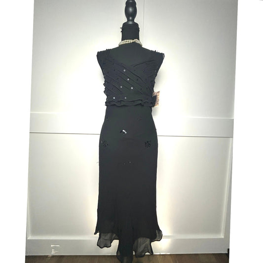 NWT Vintage Y2K Lapis Anthropologie 100% Silk Chiffon Dress Fairy Coquette Romantic