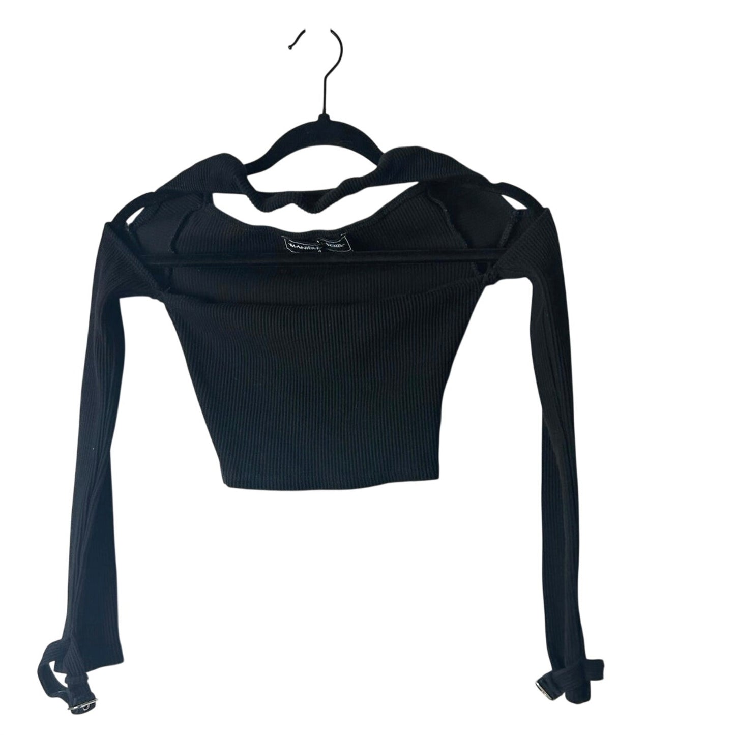 Maniere De Voir Cutout-Pullover mit Schnallendetail an den Ärmeln Euro Art Girl Grunge Strick