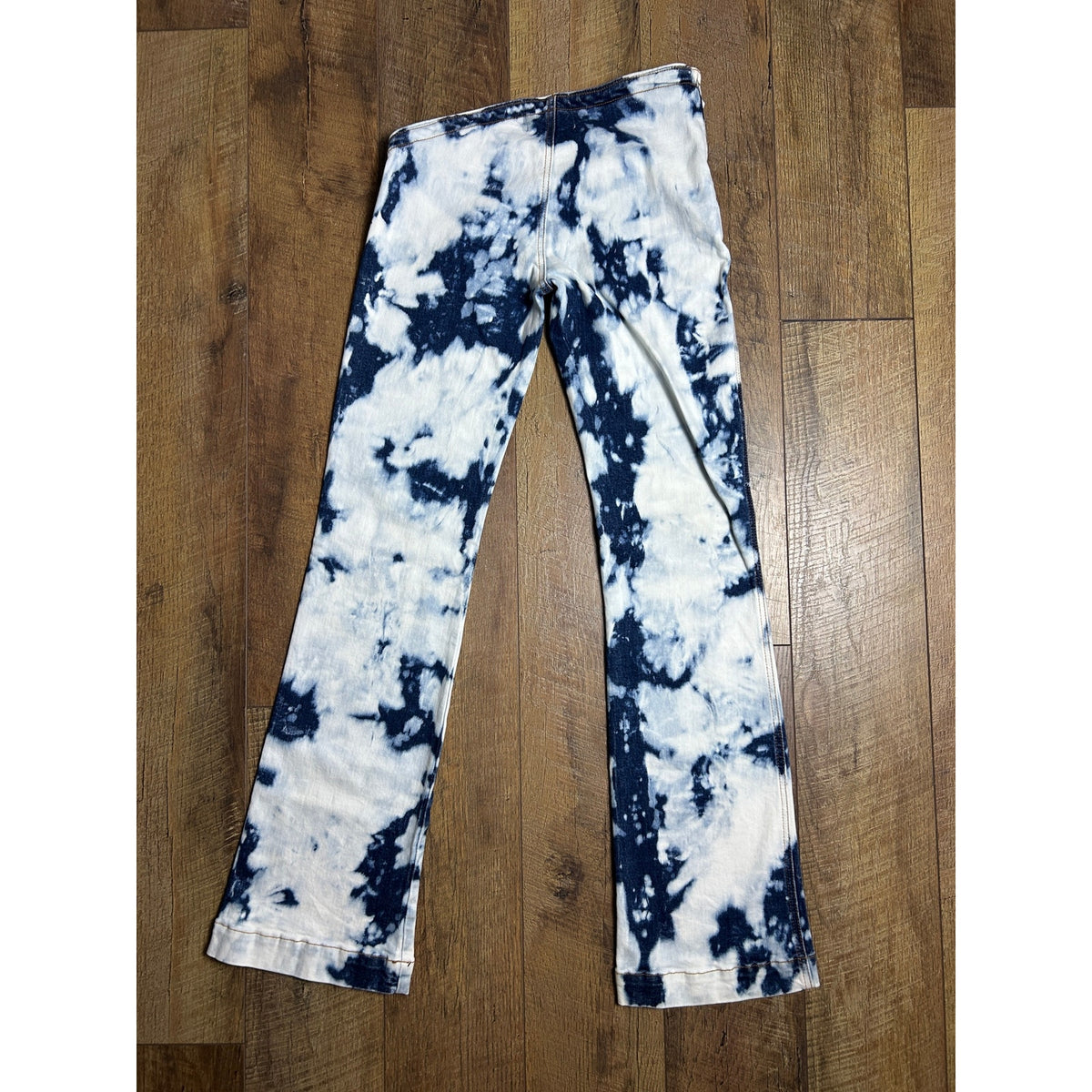 Revice NWT His loss pant apollo Asymmetrical Waist Cowgirl Jeans Tie Dye Acid Wash Low Rise Flare Size 27