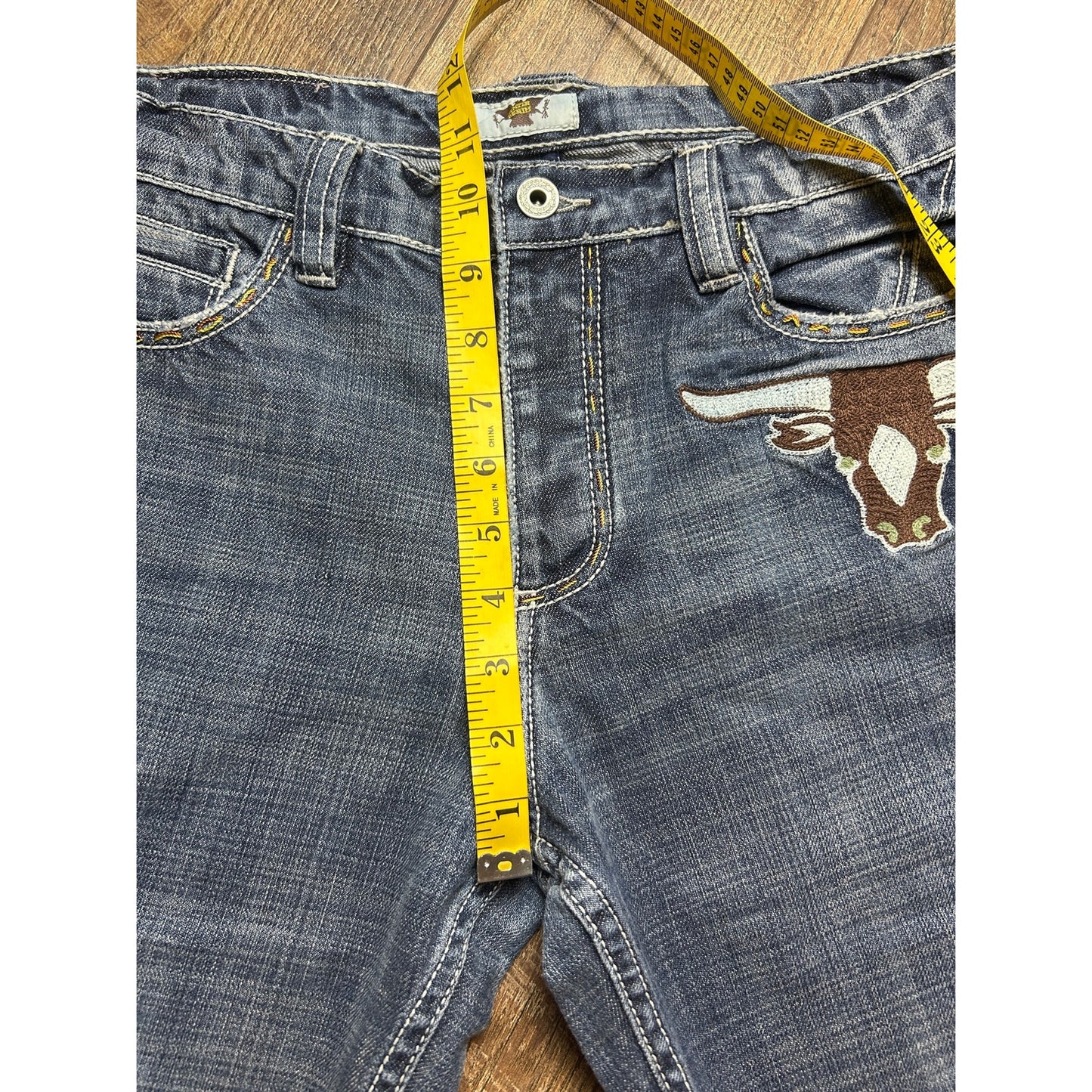Antik Denim embroidered cow patch western bootcut jeans size 32x32 Y2K rodeo