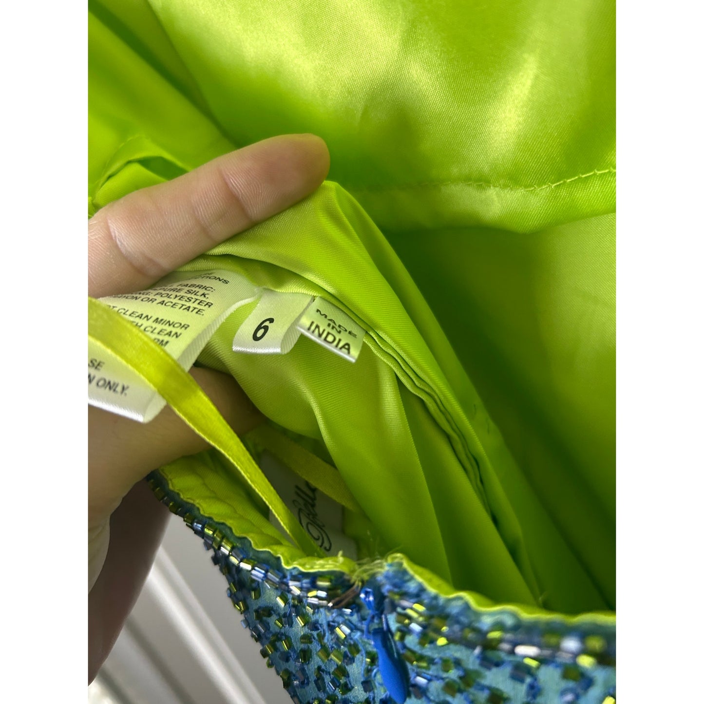 mia bella ombre blue green 100% silk beaded gown mermaidcore prom dress formal euro summer