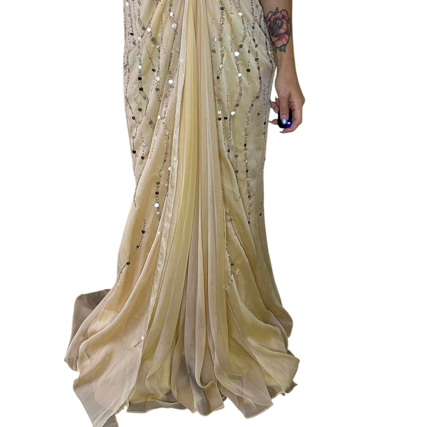 Y2K Gold Sequin Halter Dress Size 6 Formal Party Dress 2000s