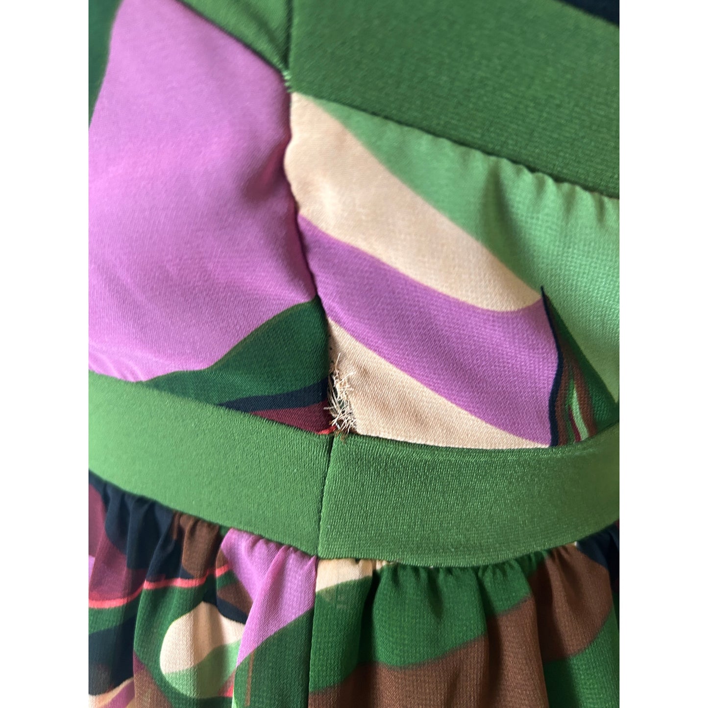 Robe Courte Vert et Rose Style Pucci Psychédélique Taille M Rétro Mod