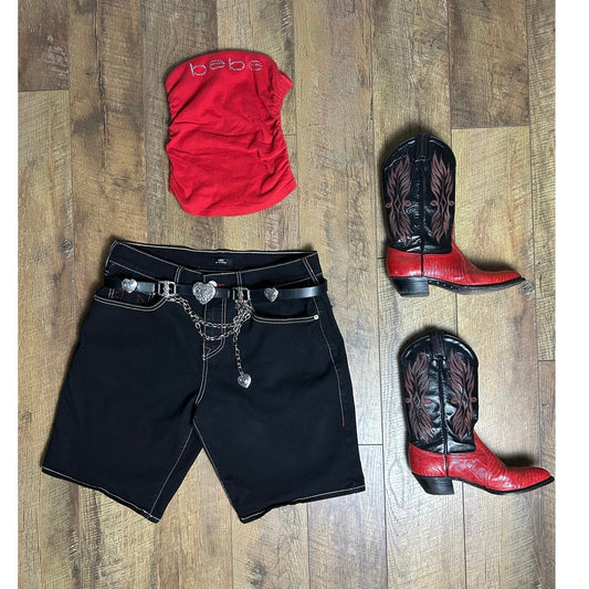 True religion jorts black and red size 34x10