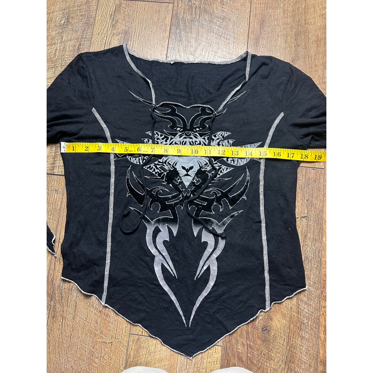 Velvet Burnout Tiger Tribal Fairy Hankerchief Hem Top