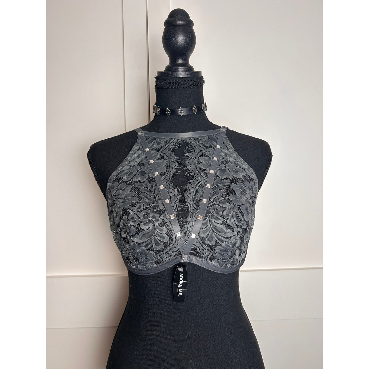 Adore Me Studded Lace Bra 34D NWT — Grey