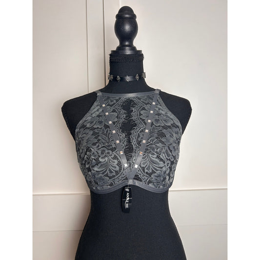Adore Me Studded Lace Bra 34D NWT — Grey