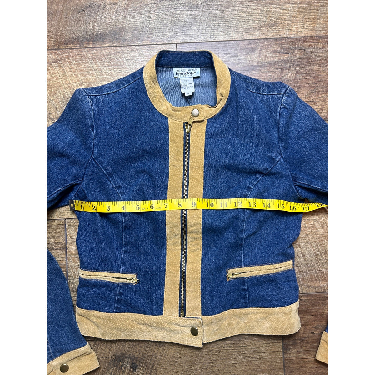 Newport News Jeanology Denim Suede Western Jacket Size 4 90s Y2K