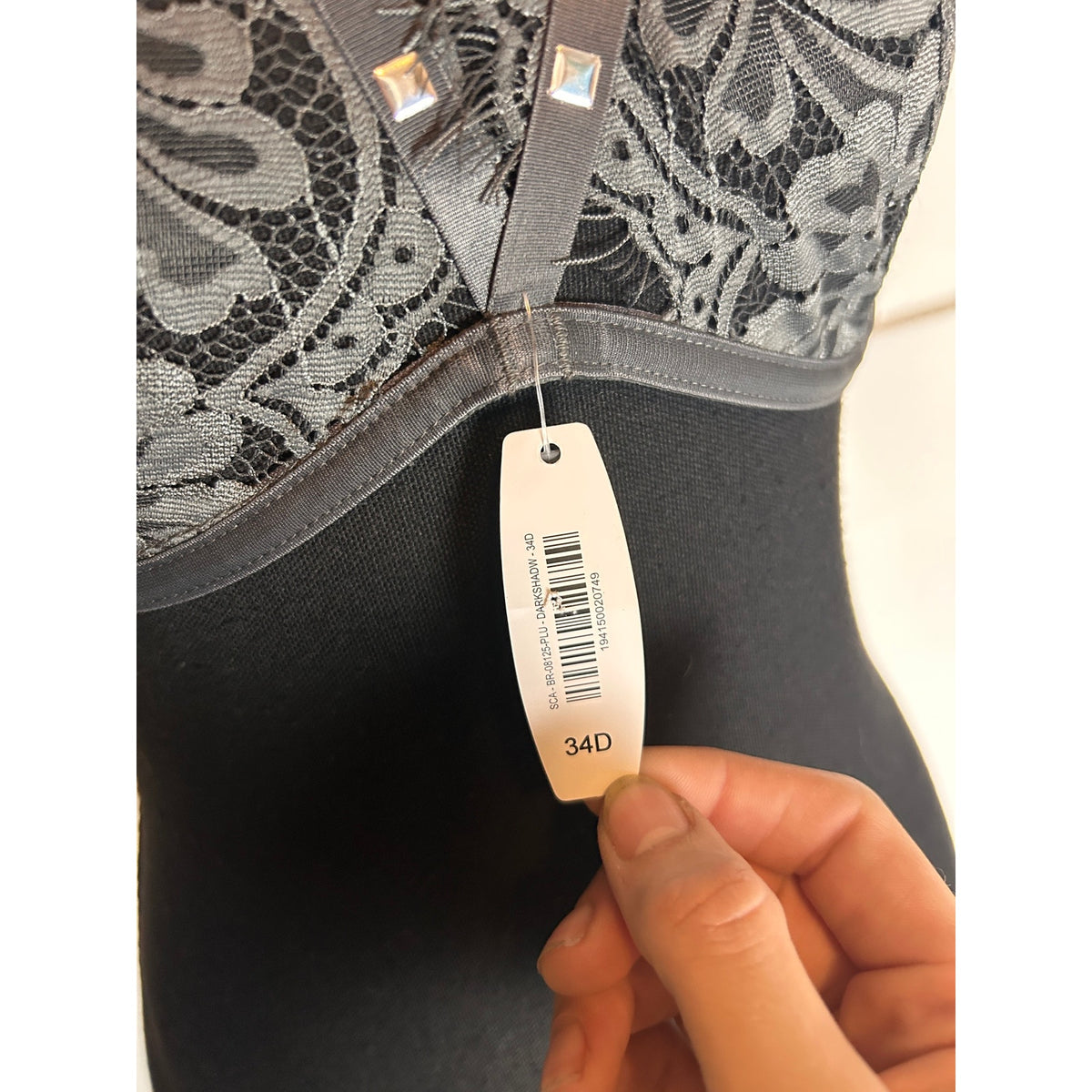 Adore Me Studded Lace Bra 34D NWT — Grey