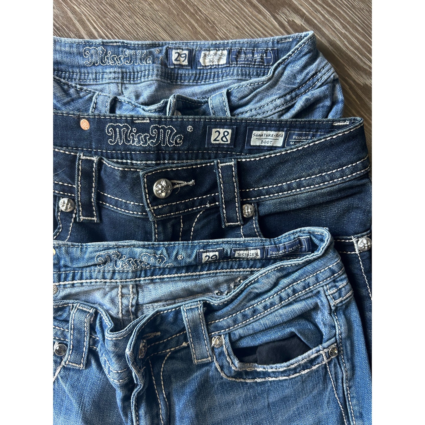 Miss Me Jeans Bundle Y2K Embellished Denim Größe 28/29 3er-Set