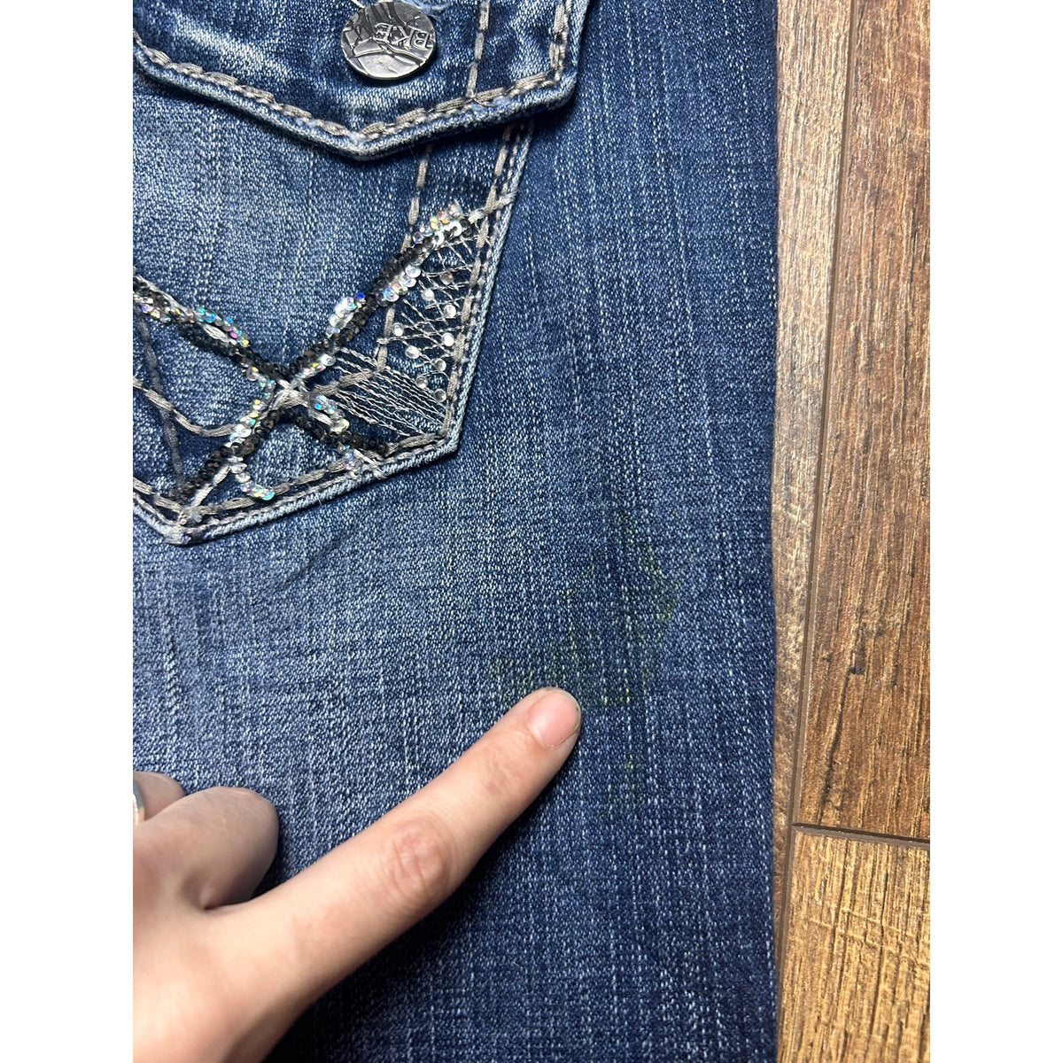 BKE Stella Bootcut Jeans 28x33.5 Low Rise Embroidered Back Flap Pockets Y2K