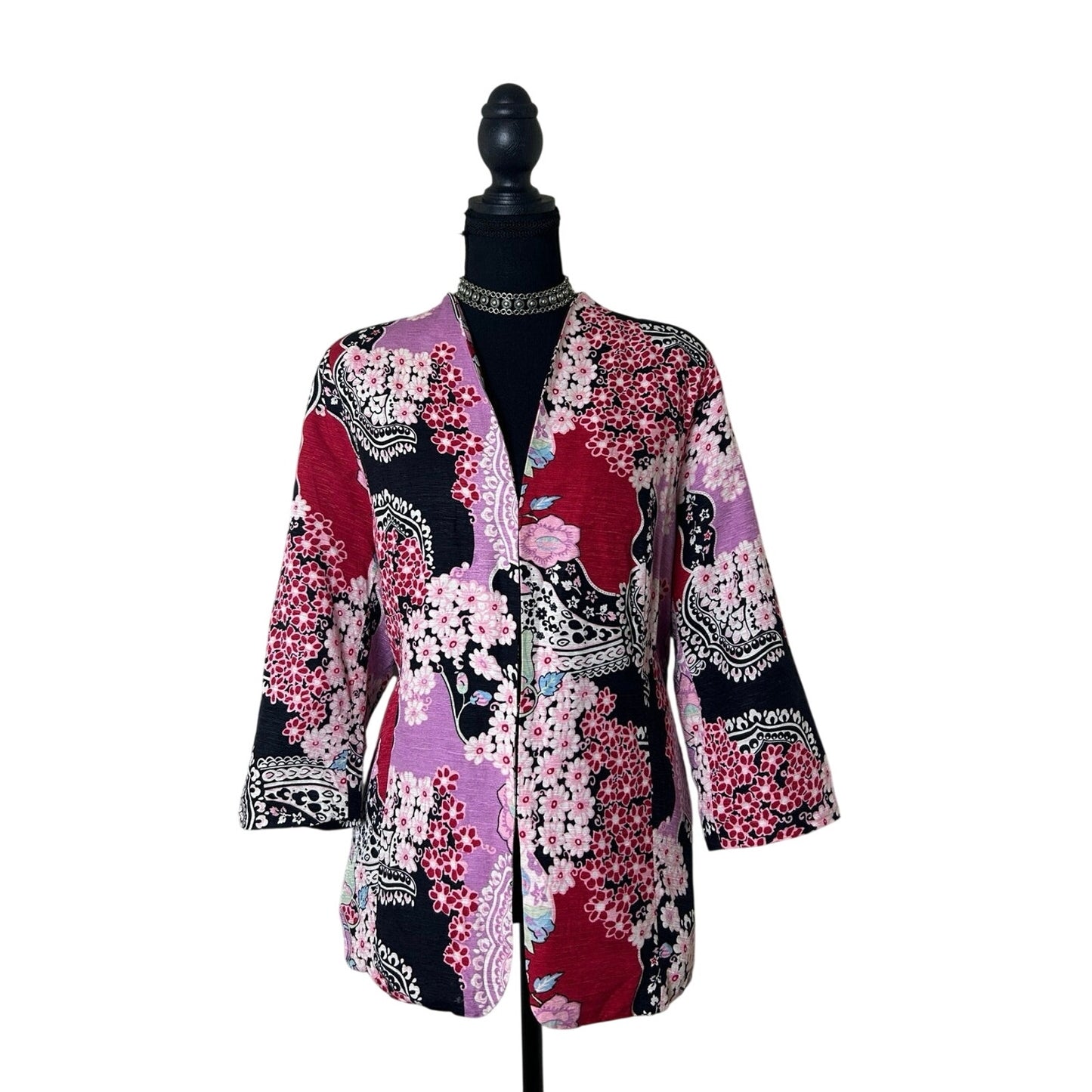 Norm Thompson „Escape From The Ordinary“ Japanischer Grafik-Seidenblazer XL Artwear