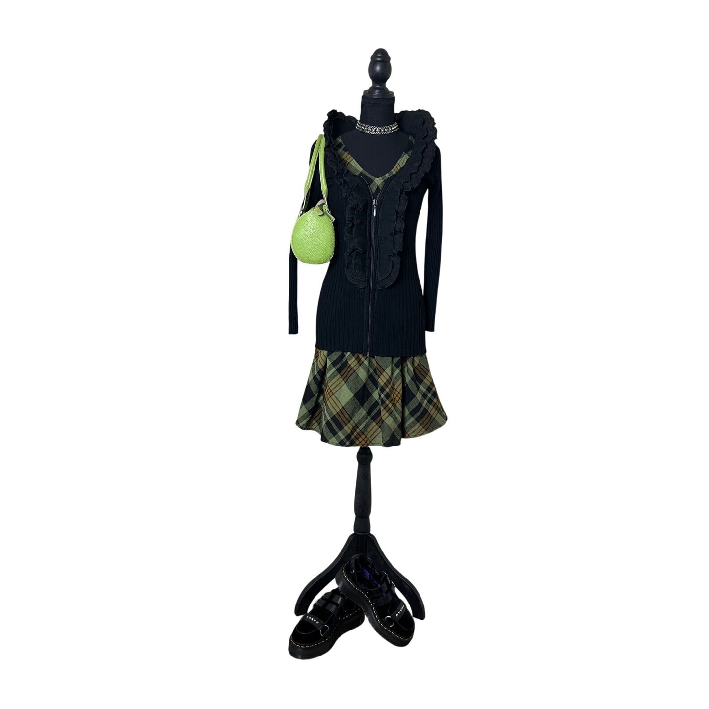 Gilet zippé en maille à volants Belldini style Euro Grunge – Taille S/M