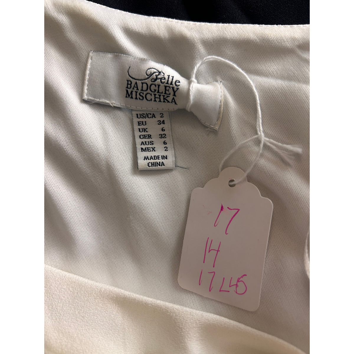 Belle Badgley Mischka Black & White Asymmetrical Ruffle Dress — Size 2