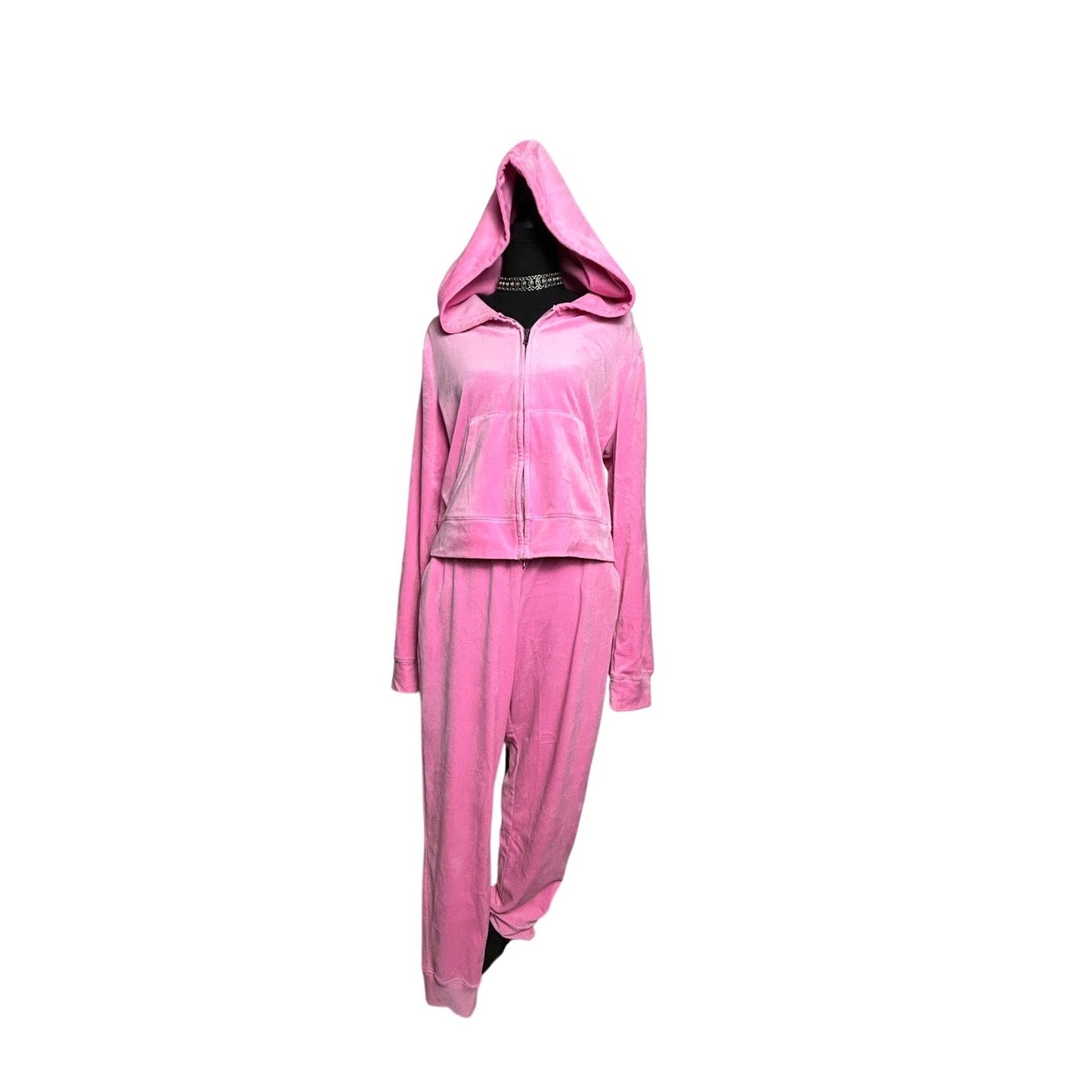 Juicy Couture x Forever 21 Hot Pink Velour Bling Tracksuit Set Y2K Barbiecore M