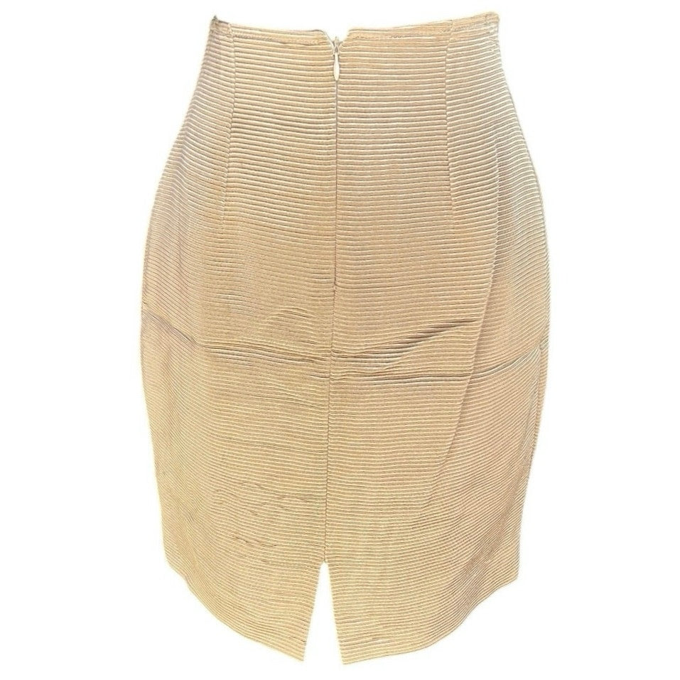 1970 Henri Bendel Gerippter Bleistiftrock Schlitz Made in Belgium Euro Vintage Designer
