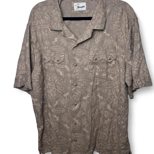 Brown wrangler button up shirt westernwear