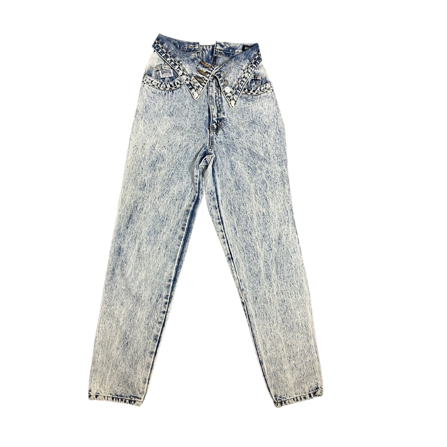 1980's Dakota blue fold over waist acid wash mom jean