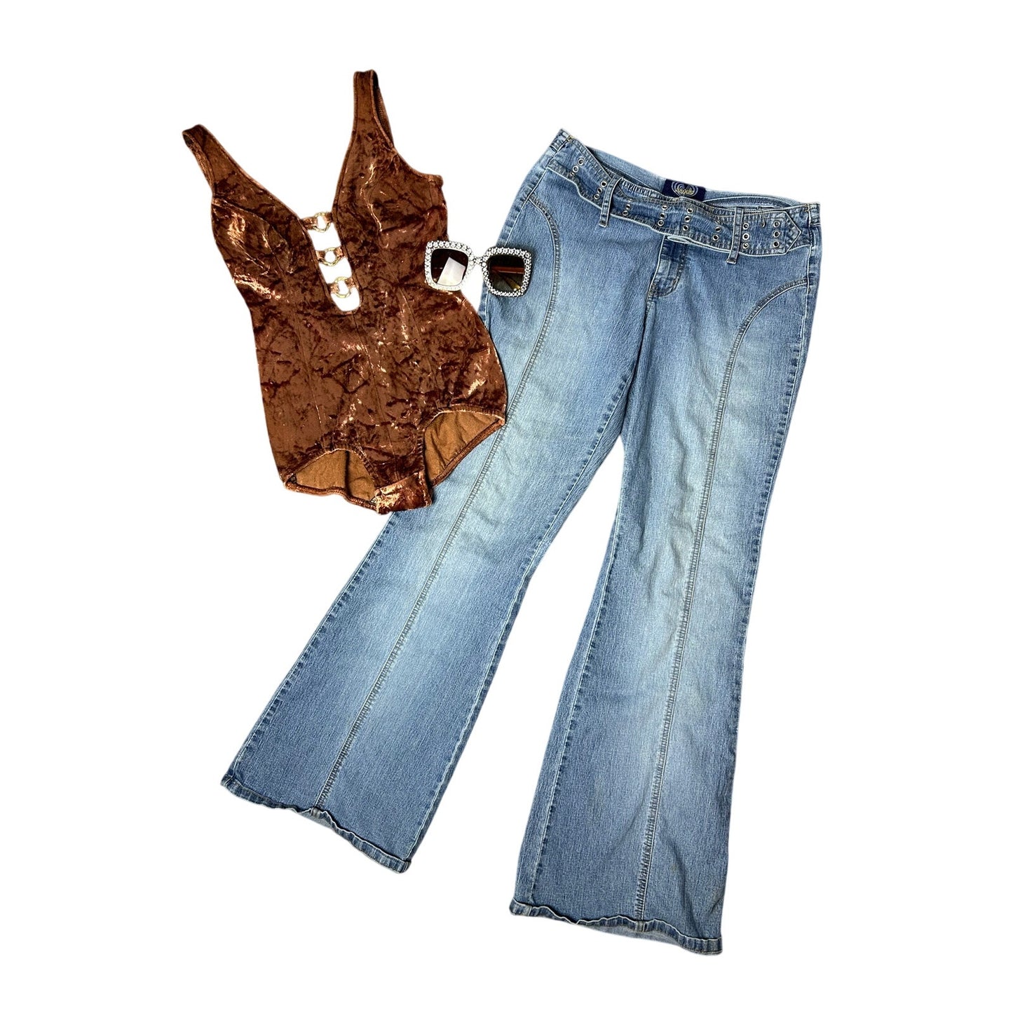 1970’s bodysuit crushed velvet burnt orange size 4