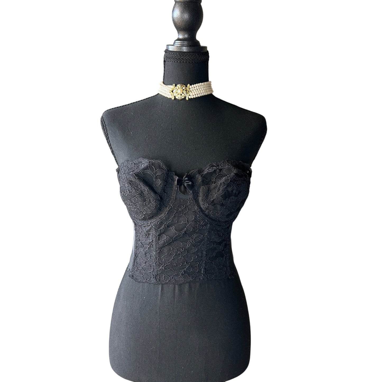 victorias secret gold crown label lace corset size 34c