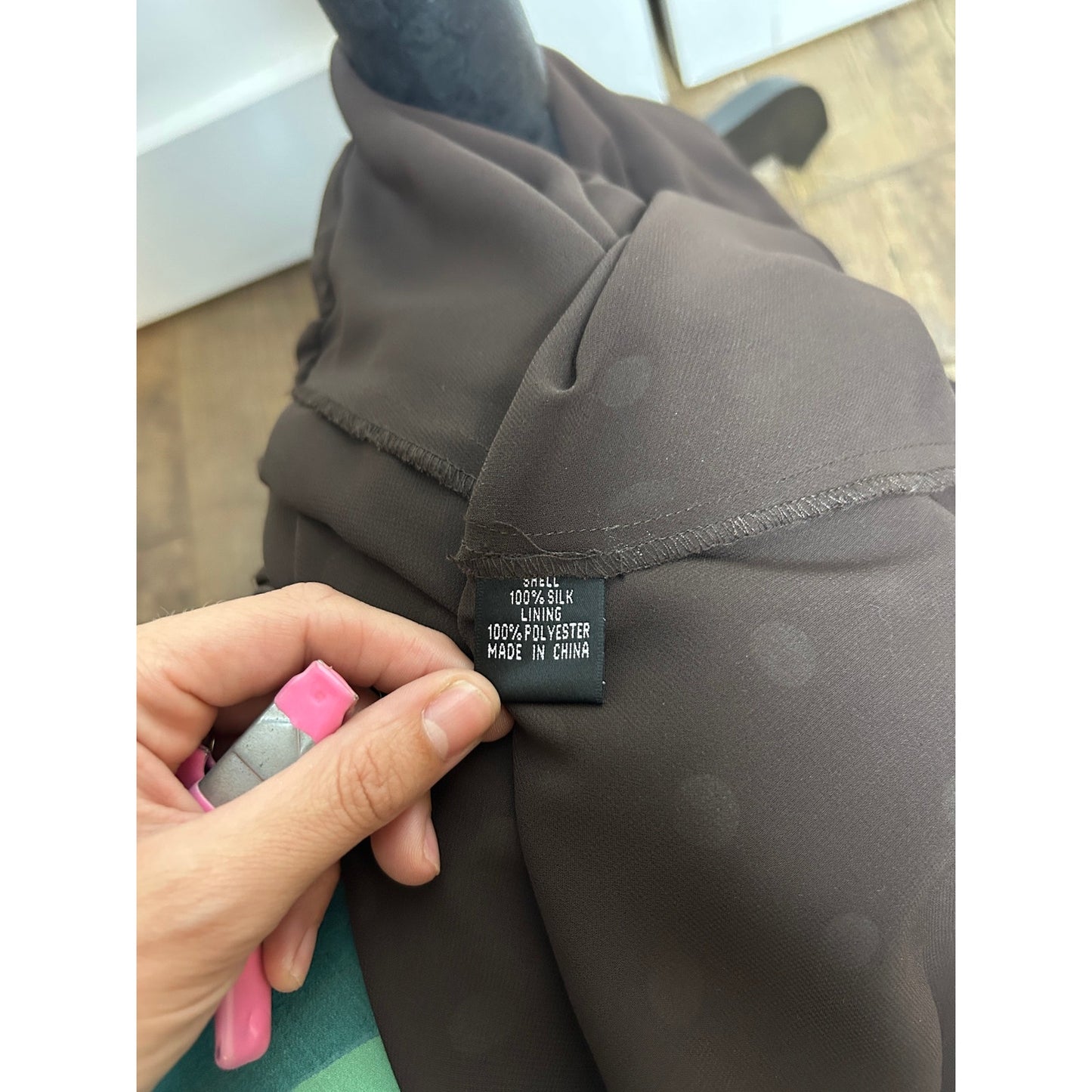 Robe Adrianna Papell 100 % Soie Western à Pois 10P Marron Chocolat Longueur Midi