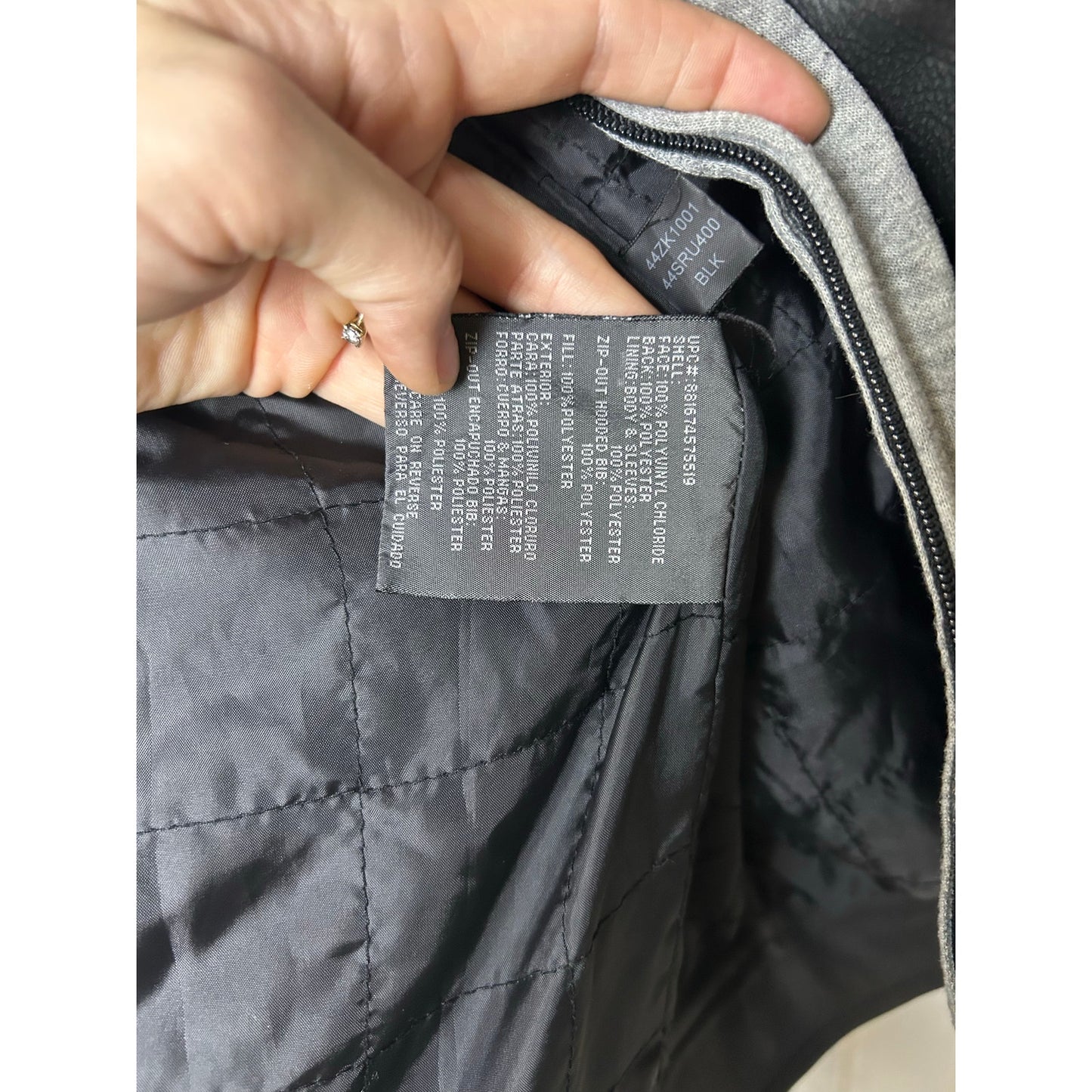 veste aviateur en cuir Kenneth Cole Reaction avec capuche en tricot taille L