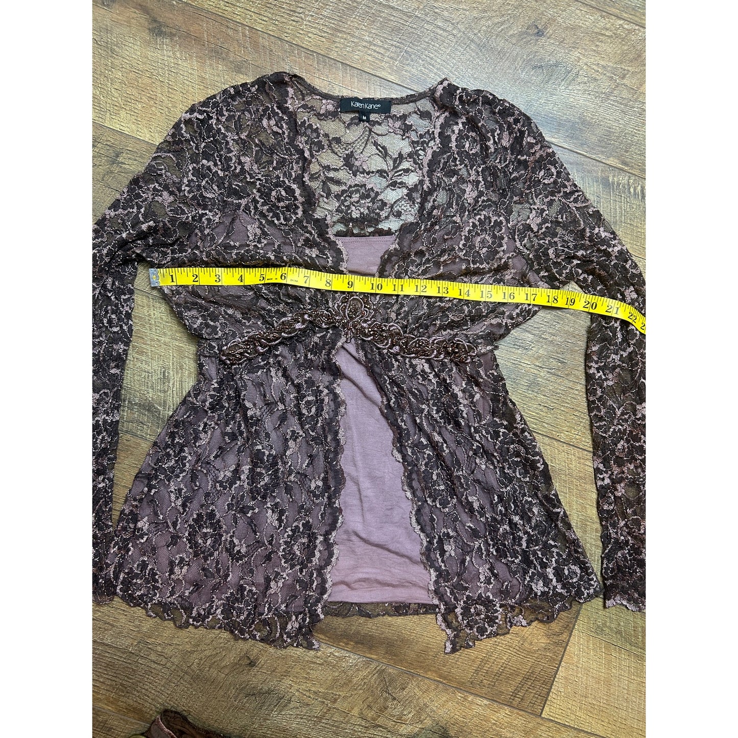 Y2K fairy core beaded lace babydoll butterfly top size medium Karen Kane