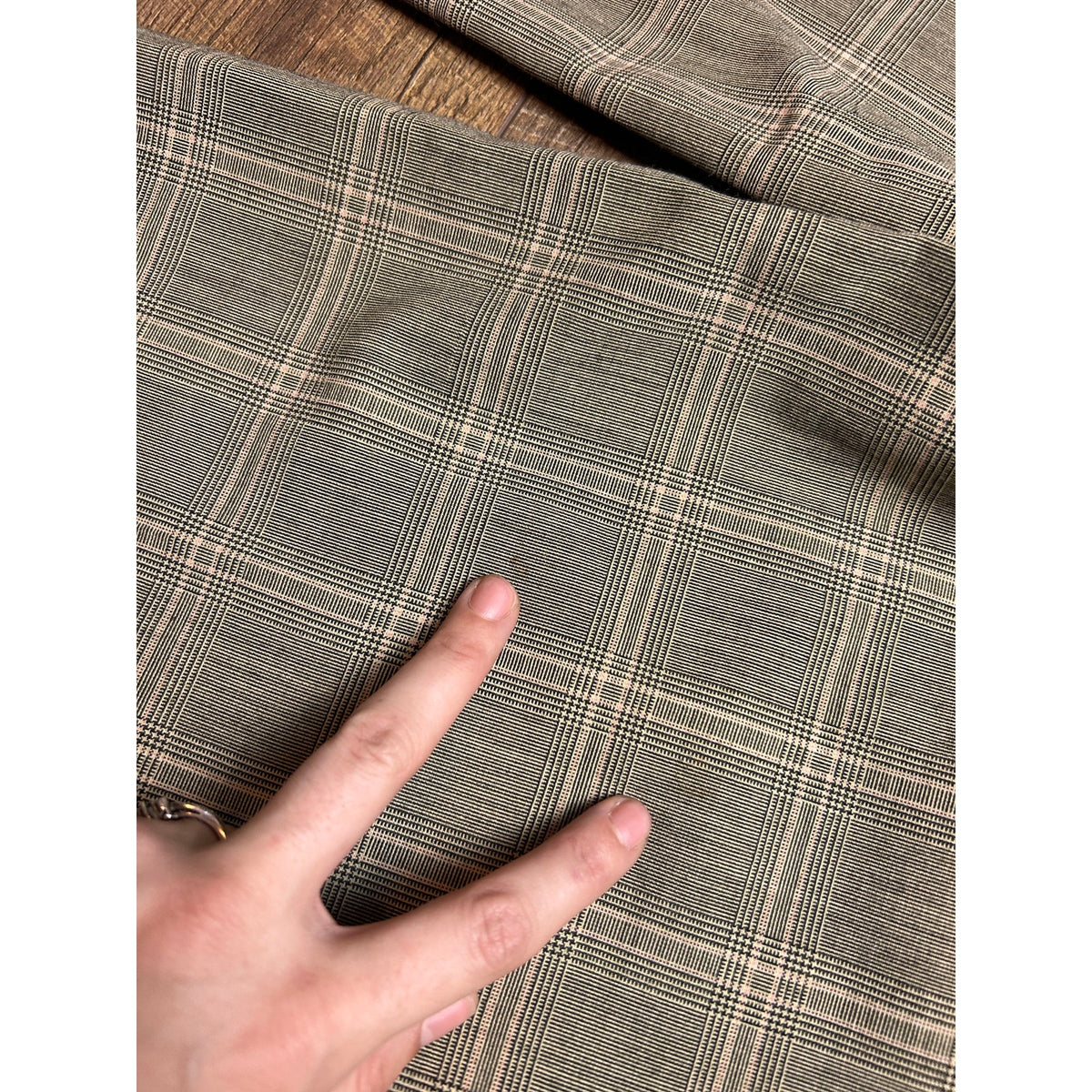 Talbots Brown Plaid Wide Leg Cuffed Trousers Size 4 70s Vintage Style