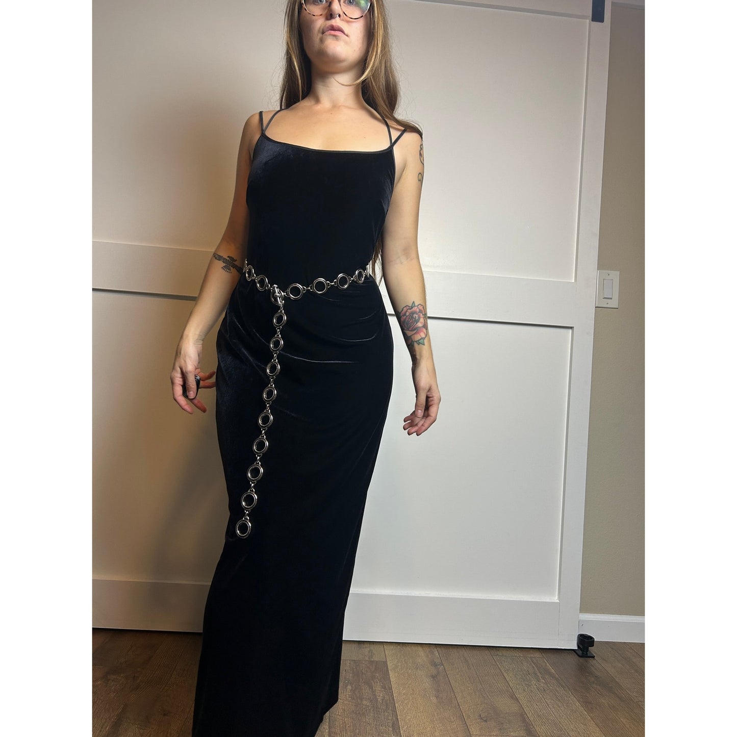 vintage ann taylor velvet slinky dress back slit