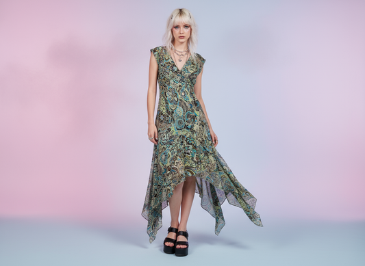 i.c.e. Beaded Silk Fairy Dress Modeled