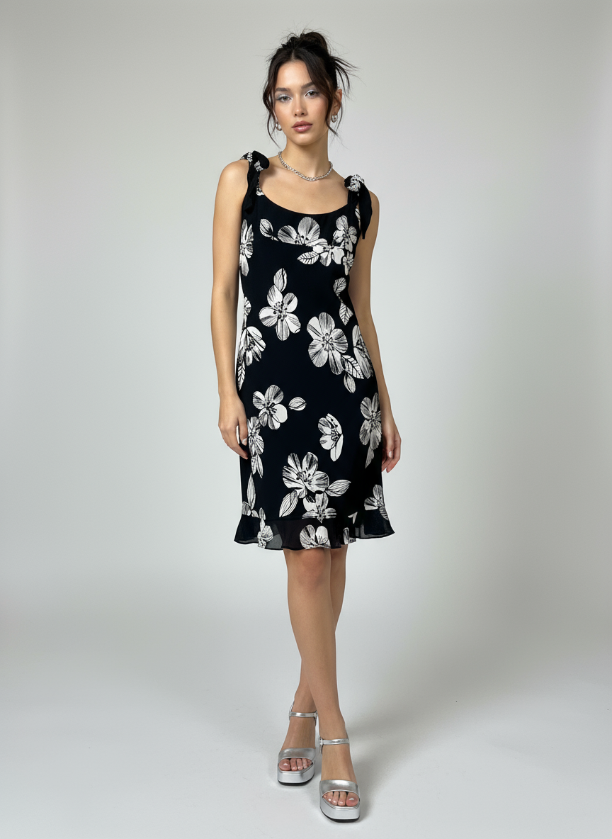 Kelly and Diane Beaded Silk Dress Modeled