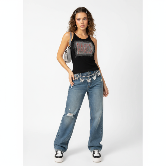 Paris contour tank top modeled
